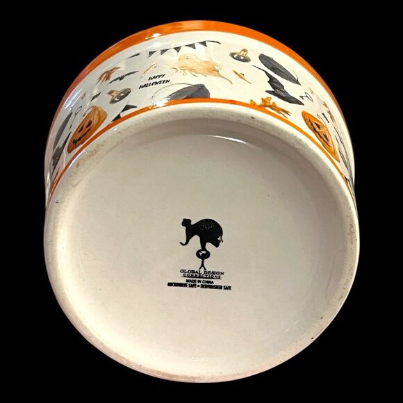 Whimsical Halloween Ramekins (2) Decorated W Bats Ghosts JackOLanterns Witch Hat - Picture 7 of 7